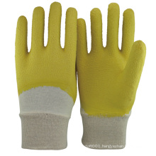 NMSAFETY 3/4 coated yellow cotton rubber gloves / glove latex rubber FREE SAMPLE